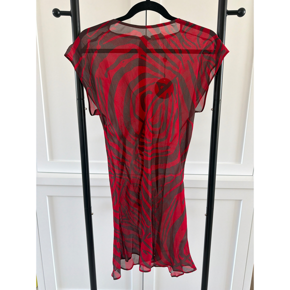 VRG GRL Dresses & Skirts - VRG GRL Zebra Print Sheer Dress in Red